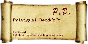 Privigyei Deodát névjegykártya