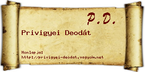 Privigyei Deodát névjegykártya
